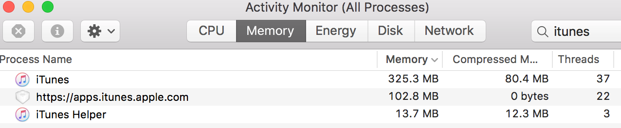 iTunes memory usage